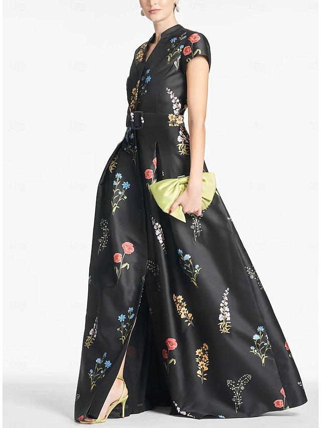 Gown Dress Floor Evening Guest Wedding Split High Formal A-Line FashionChic