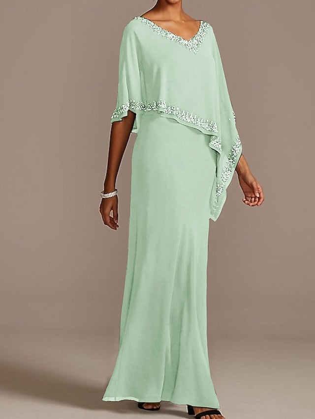 of V Dress Guest Sheath Elegant Mother the Neck Bride Wedding FashionChic