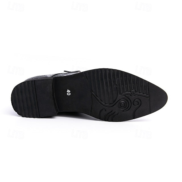 Formal Brown Print Snake Shoes Strap Monk Men Classic – for FashionChic
