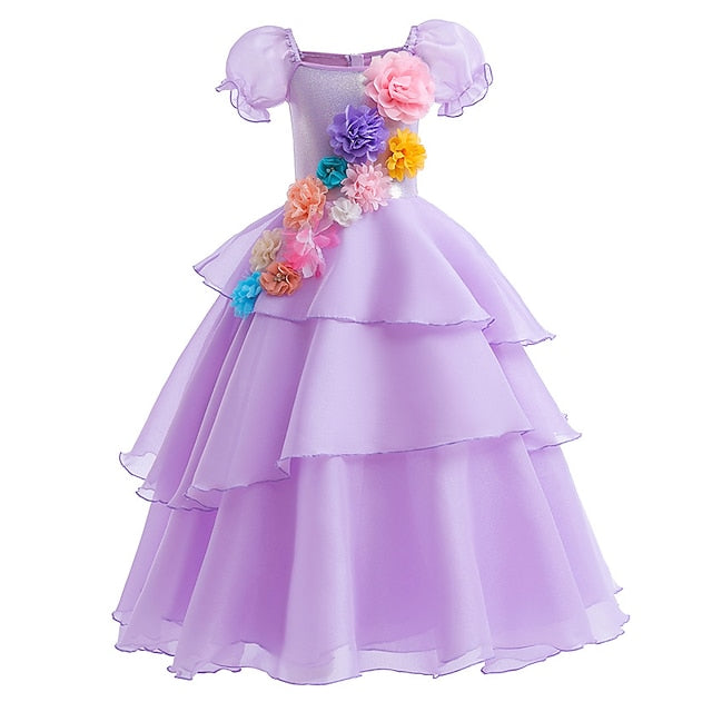 Isabela Girl Madrigal Encanto Flower Dress Fairytale Princess FashionChic