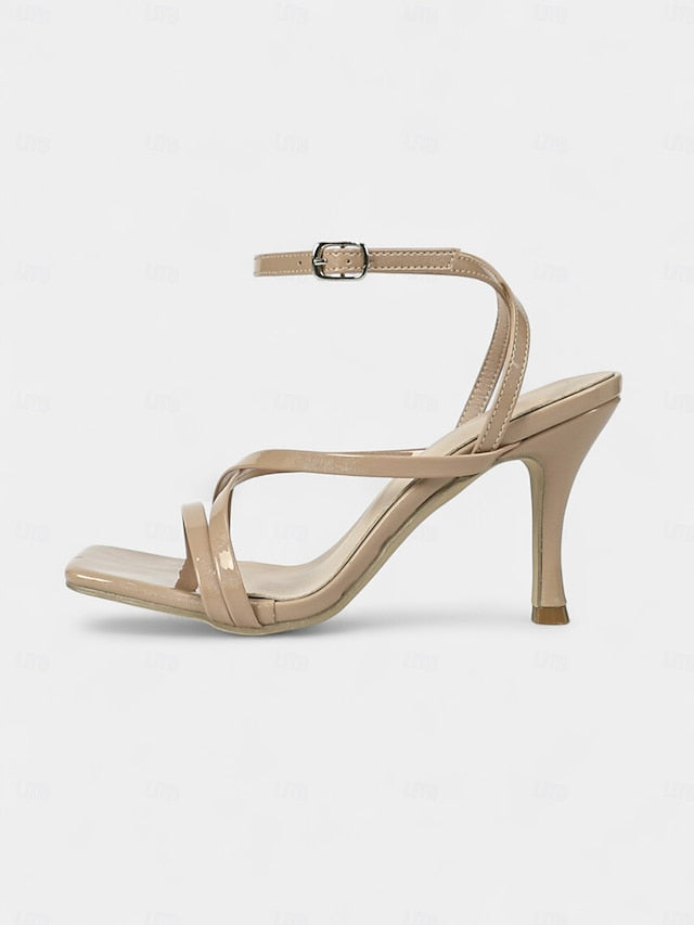 - Ankle Elegant Strappy Strap Heels with Women's Nude FashionChic