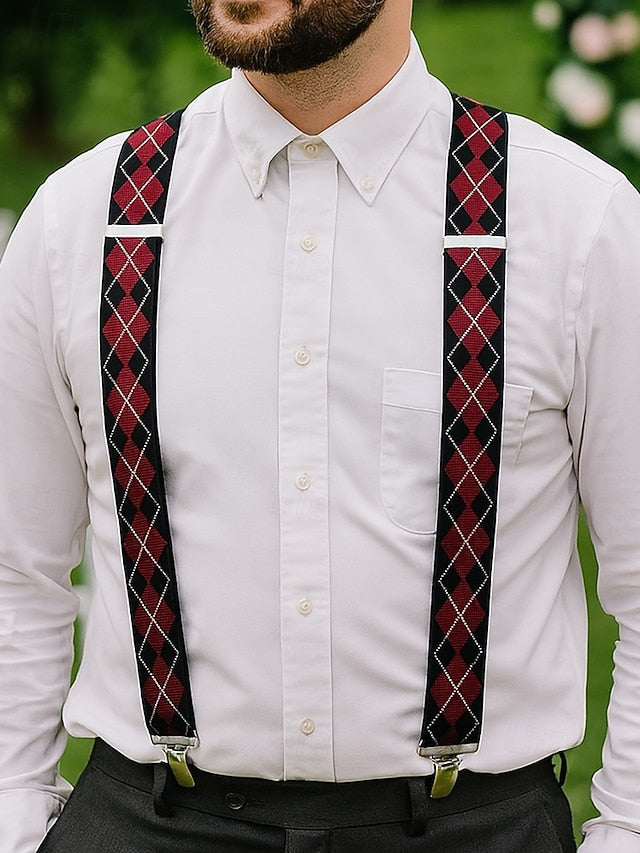 – Clip-On Pattern Men's Suspenders Classic Argyle FashionChic