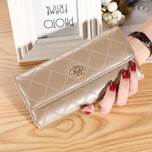 Gold Crown - Wallet Pink Emblem Women's with Quilted FashionChic