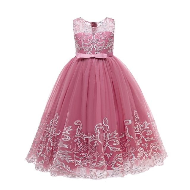 Kids Christening Wedding Girls' Flower Dress Sleeveless FashionChic