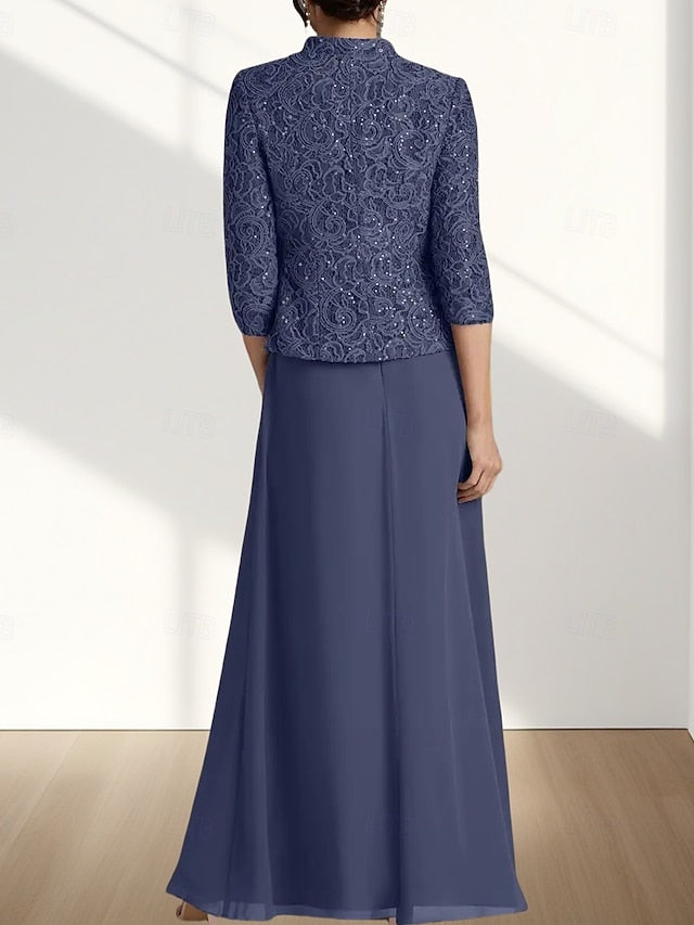 Piece Guest Mother Wedding of A-Line the Two Bride Dress Elegant FashionChic