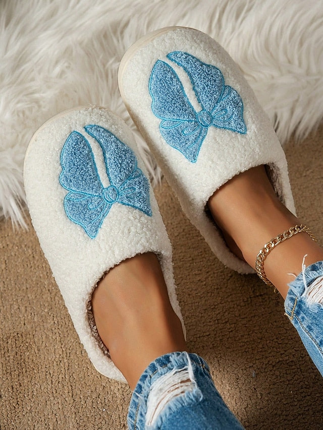 Bowknot Women's - with White Soft Slippers and Design Red FashionChic