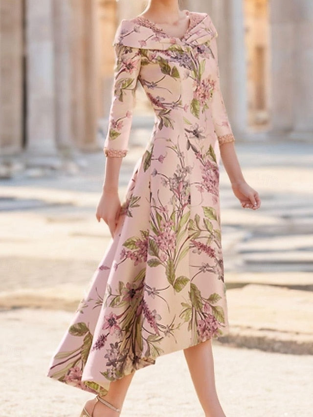 Dress Mother Wedding Elegant Bride Guest A-Line Vintage of V the FashionChic