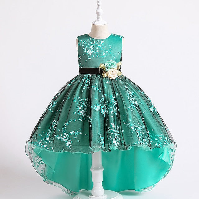Sleeveless Floral Girls' Kids Solid Dress Wedding Colored FashionChic