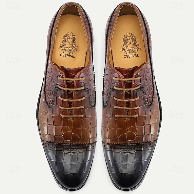 Oxford Genuine Leather – Crocodile Men’s Elegant Shoes Print FashionChic
