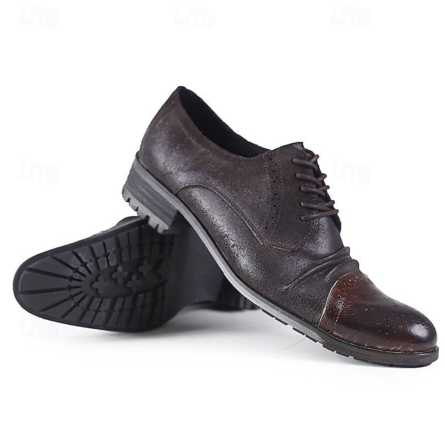 Vintage Genuine Dress Oxford Shoes Leather – Brogue Men's FashionChic