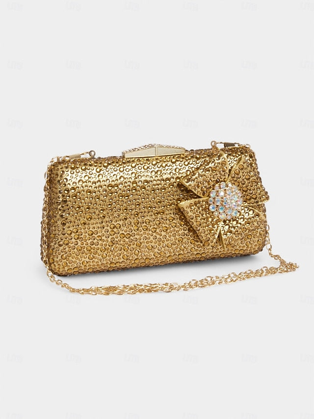 Clutch Heel Sparkling Bow Matching High with Sandals Rhinestone FashionChic