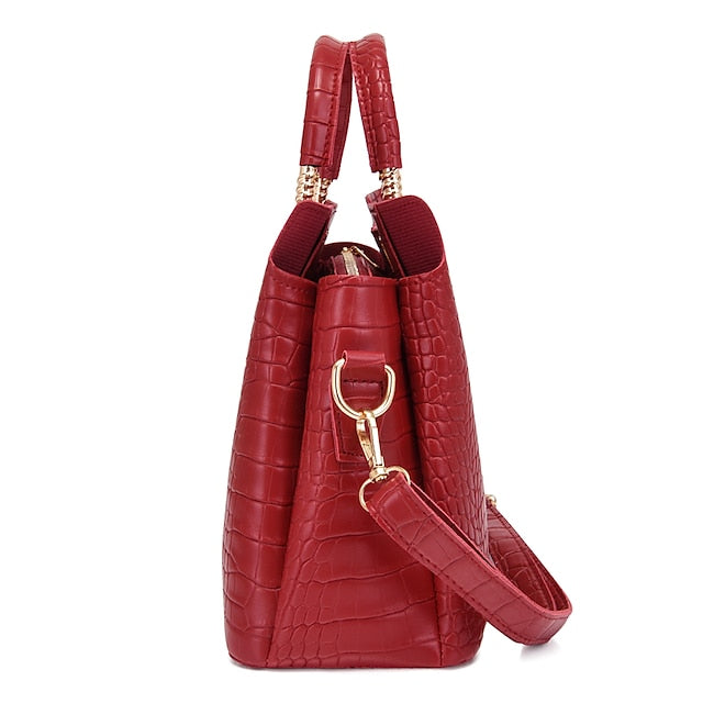 Set Leather Purse Going Bag PU Pcs Office 3 Women's out FashionChic