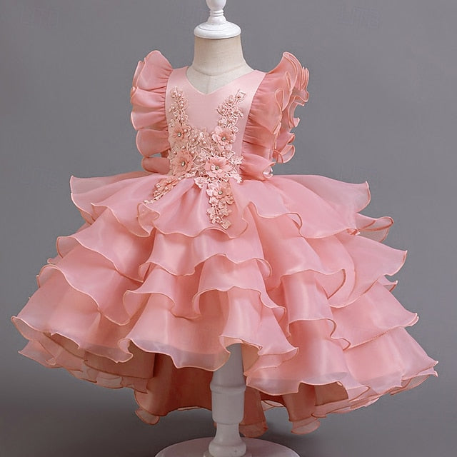 Asymmetrical Party Floral Dress Girls' Kids FashionChic