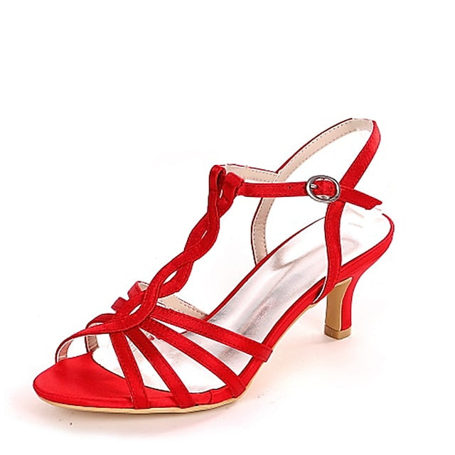 – Mid-Heel Satin Women's Purple Strappy Elegant Sandals FashionChic