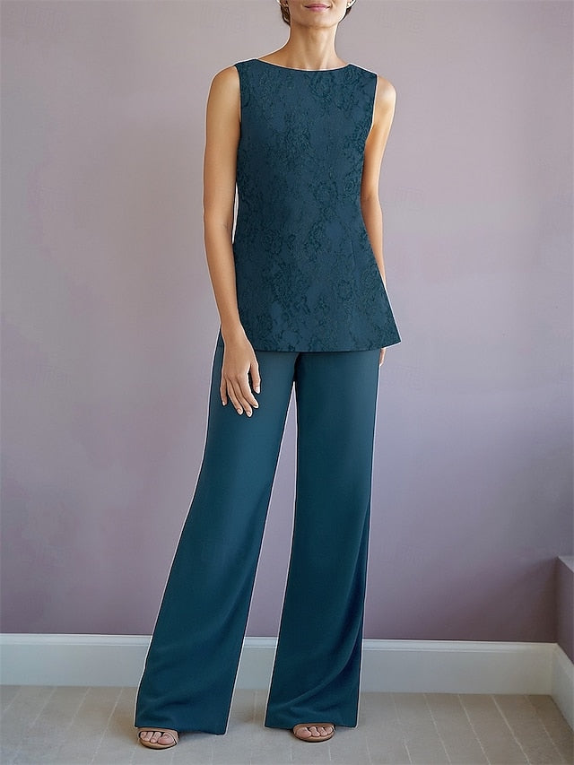 Neck Elegant Piece 3 Pantsuit Crew of Mother Dress the Bride FashionChic