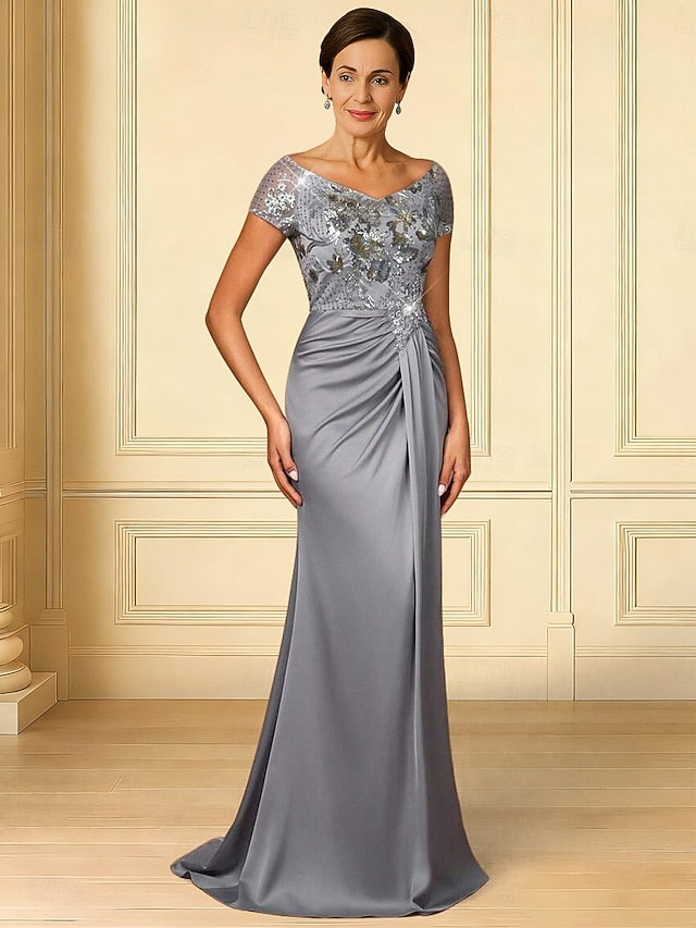 of / Elegant the Dress Bride Mother Mermaid Neck Trumpet Crew FashionChic