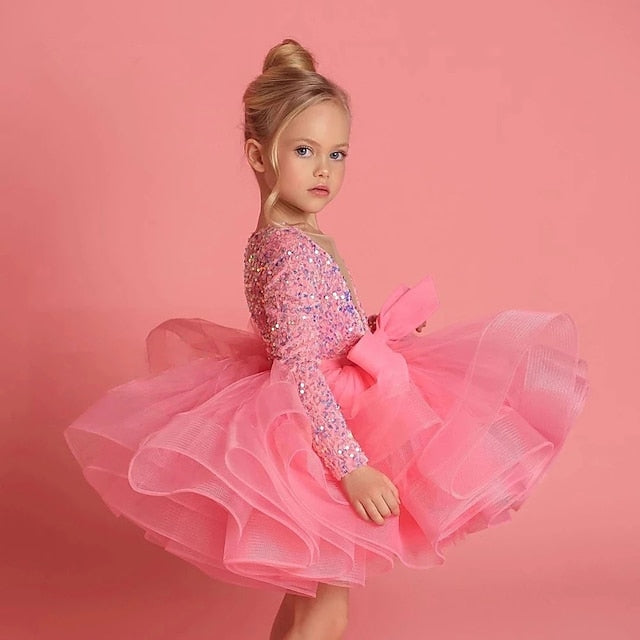 Sleeve Sequin Fall Summer Girls' Spring 3D Dress Long FashionChic
