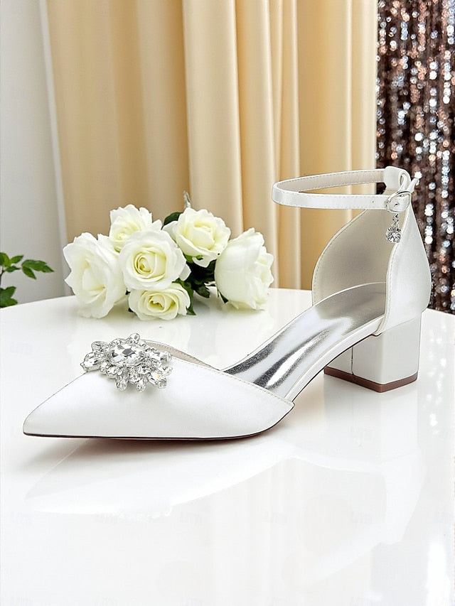 with Block Shoes Satin Burgundy Wedding Women's Heel FashionChic