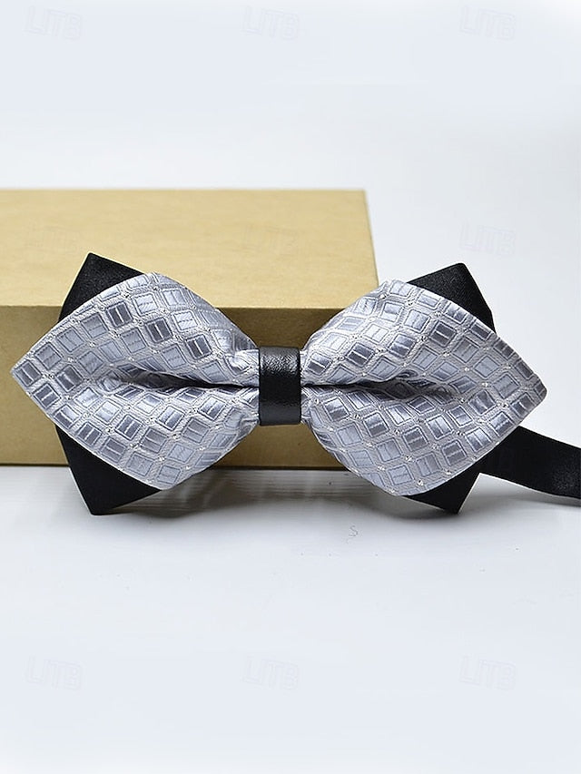 Geometric Bow with Christmas Pattern Tie Men's FashionChic