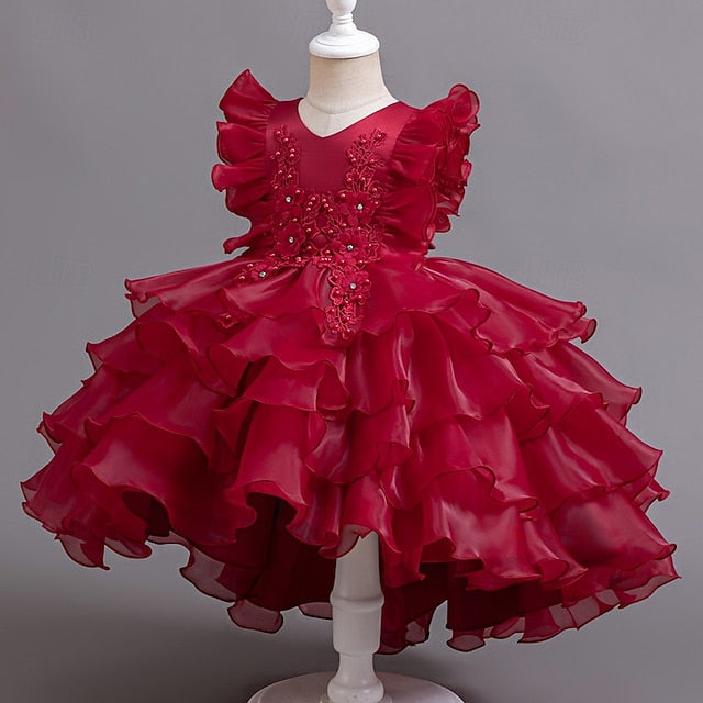 Asymmetrical Party Floral Dress Girls' Kids FashionChic