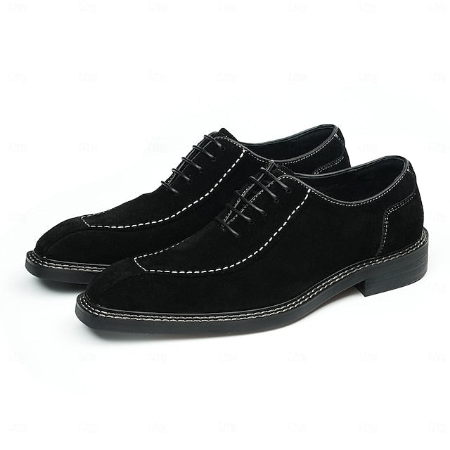 Derby Leather Genuine - Men's Suede Cowhide Classic Shoes FashionChic