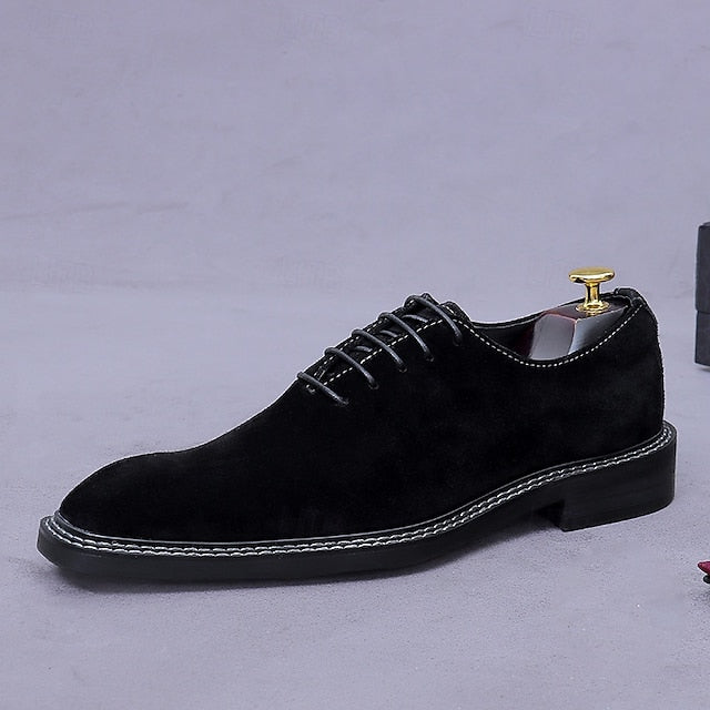 Oxford Dress Genuine Shoes Leather Suede Men's Cowhide - FashionChic