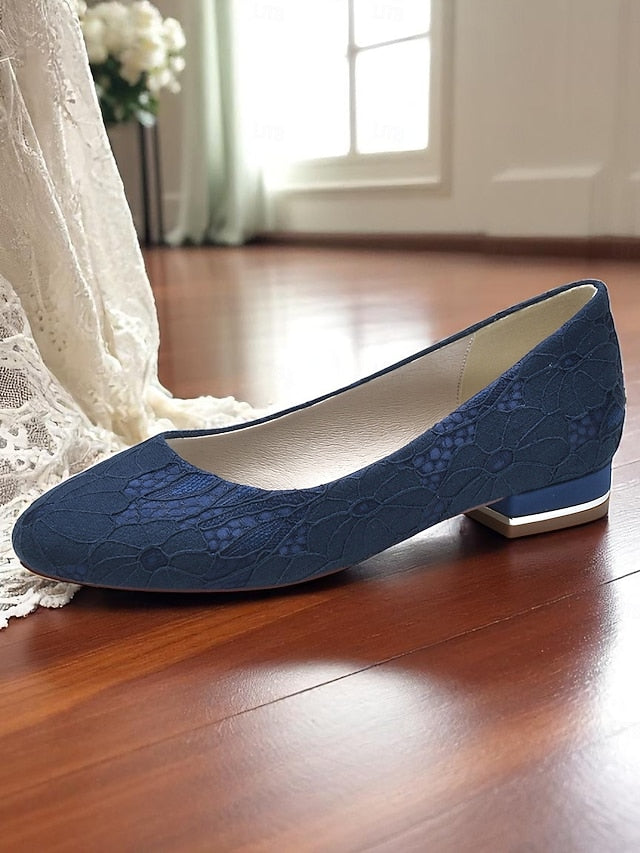 Flats Women's Wedding Lace Ivory Heel Low FashionChic