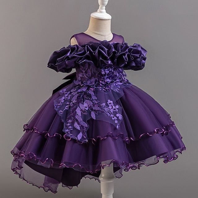 Dress Floral Sleeve Wedding Girls' Short Kids Party Flower FashionChic