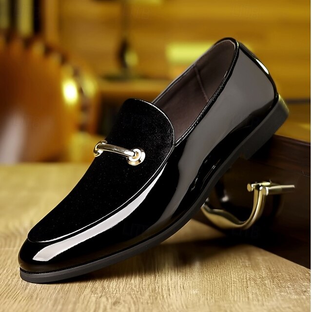 Loafers Men's Gold Faux Loops with Leather Decorative Green FashionChic