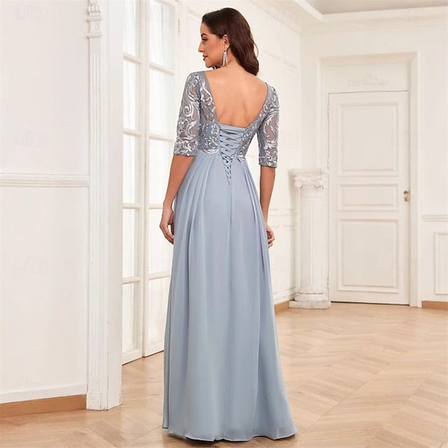 of Dress Mother Neck Elegant Simple Floor the Crew Bride FashionChic