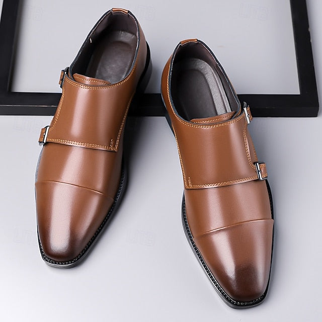 Strap Double – Men's Leather Elegant Shoes Monk Dress FashionChic