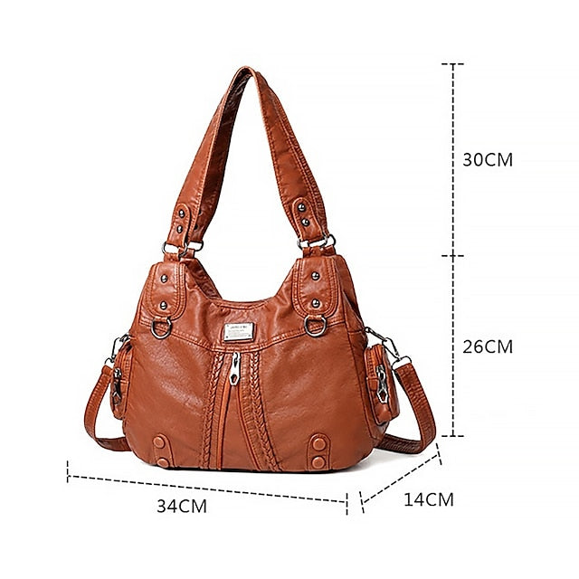 Boston Leather Handbag Shoulder Bag Women's Hobo PU FashionChic