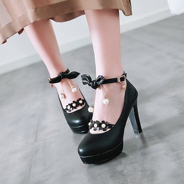Mary Wedding Elegant Heels �?Platform Girls' Jane White FashionChic