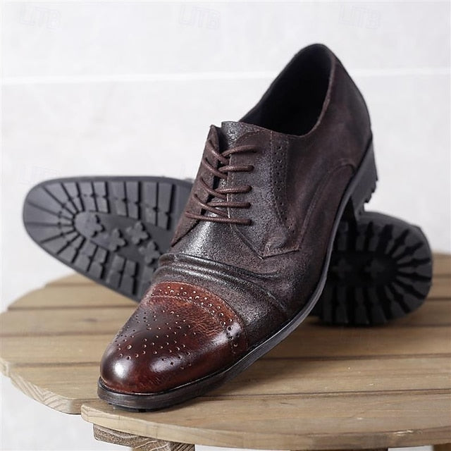 Vintage Genuine Dress Oxford Shoes Leather – Brogue Men's FashionChic