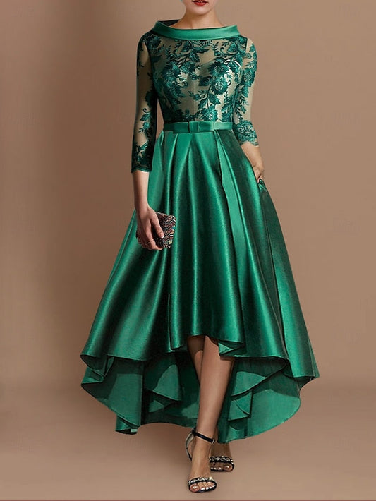 Dress Formal 3/4 Elegant Dresses A-Line Cocktail Asymmetrical FashionChic
