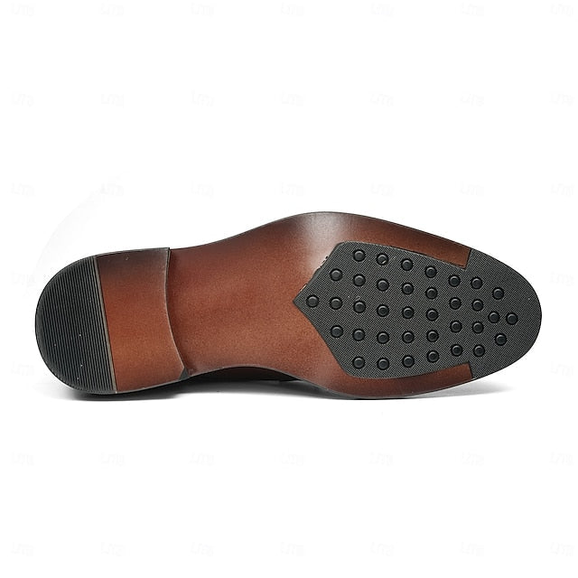 Dress Genuine Strap Black Men's Leather Monk First Shoes- FashionChic