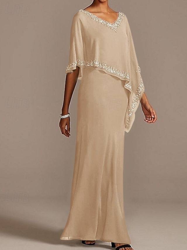 of V Dress Guest Sheath Elegant Mother the Neck Bride Wedding FashionChic