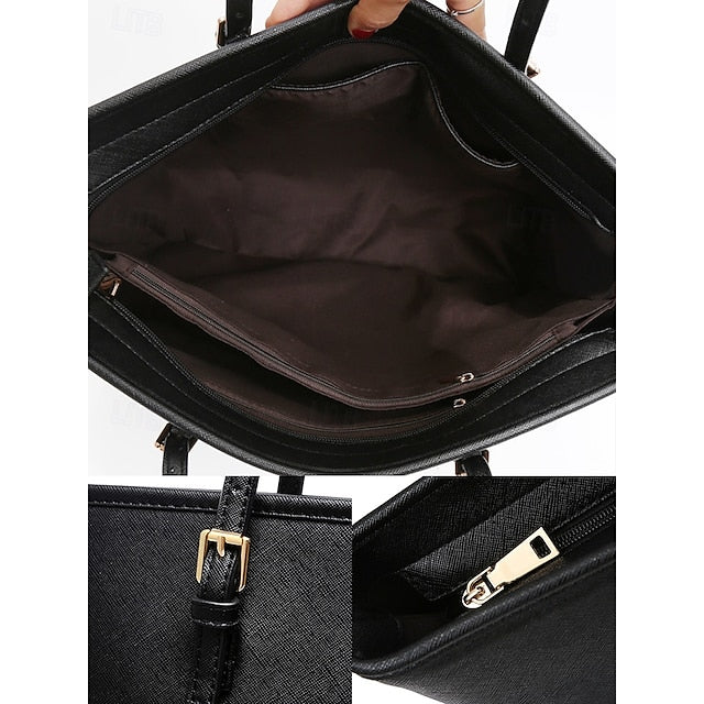 - Women's Faux Tote Brown Bag Leather Classic Large FashionChic