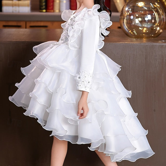 Flower Wedding Kids Long Party Special Girls' Dress Sleeve FashionChic