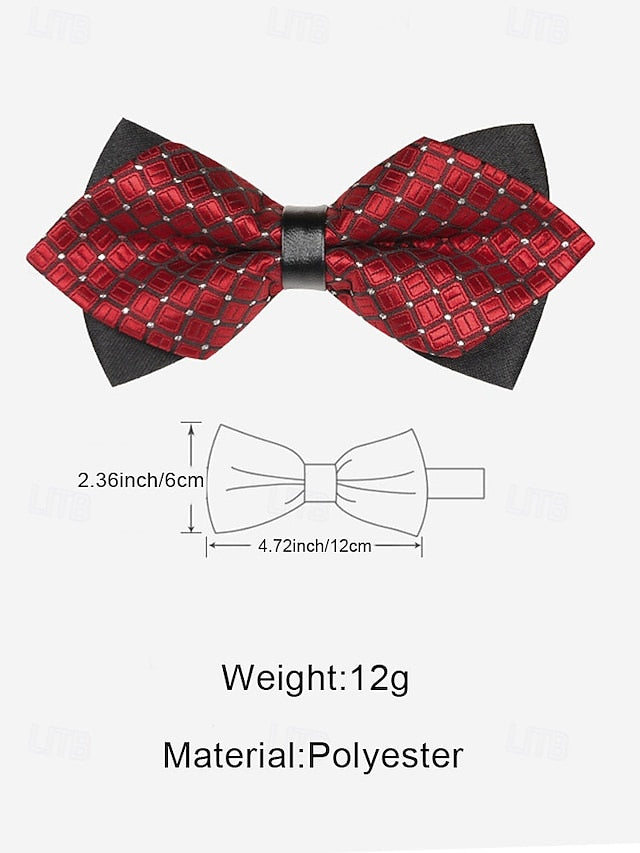 Geometric Bow with Christmas Pattern Tie Men's FashionChic