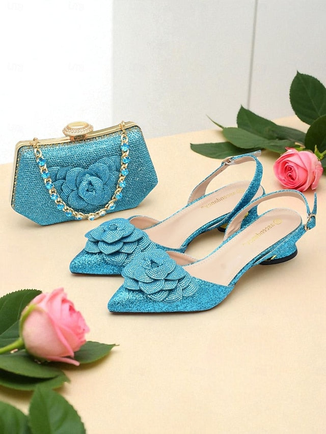 and Women's Glitter Clutch Slingback Heels Matching Evening FashionChic