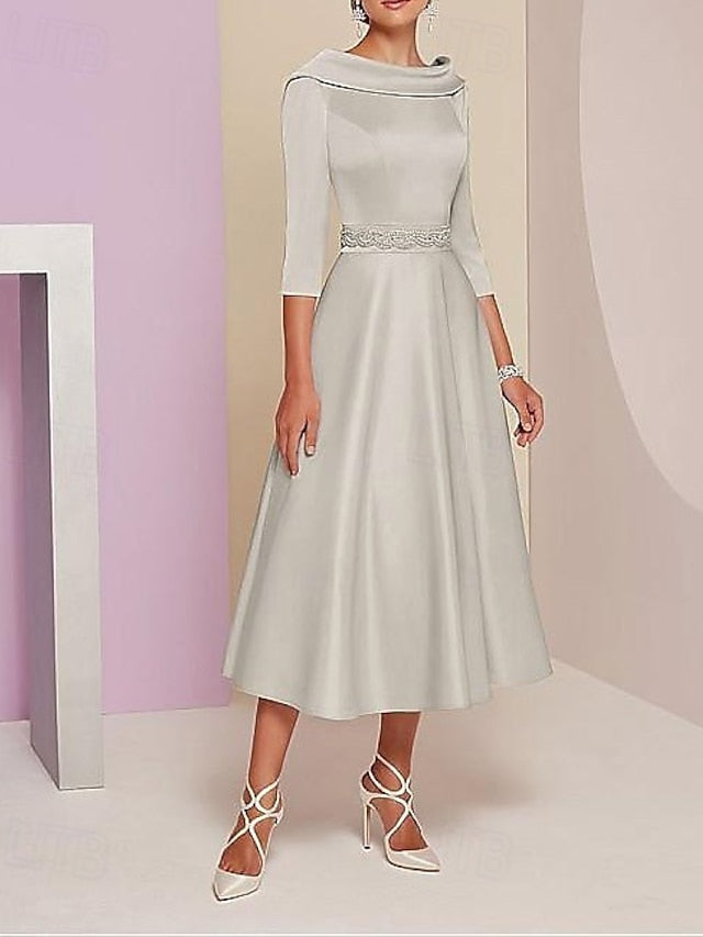 Vintage Bateau A-Line Elegant the Mother of Dress Bride FashionChic