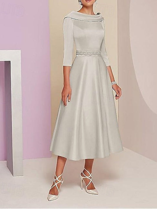 Vintage Bateau A-Line Elegant the Mother of Dress Bride FashionChic
