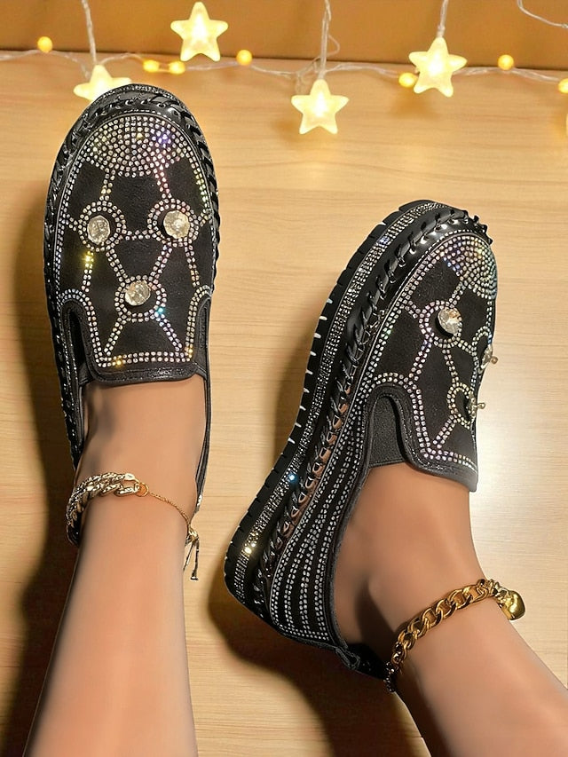 with Slip-On Rhinestone Red Women's Platform Sneakers Studs FashionChic