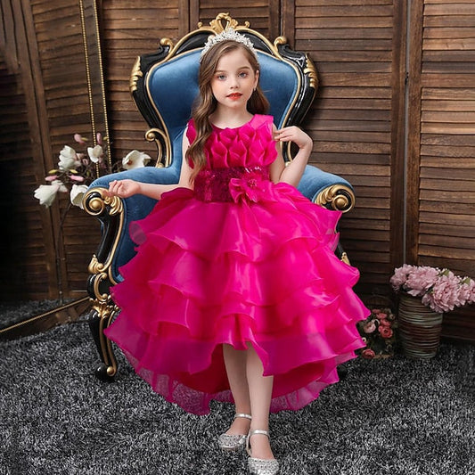 Color Dress Solid Party Sequin Kids Flower Girls' FashionChic