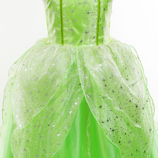 Theme Tiana Dress Bell Princess Tinker Fairytale Girl Flower FashionChic