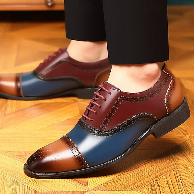 Brogue Black Shoes Brown Men's Faux and – Two-Tone FashionChic