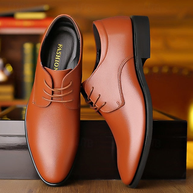 Black Derby Shoes Lace-Up Classic Formal – Men's Glossy FashionChic