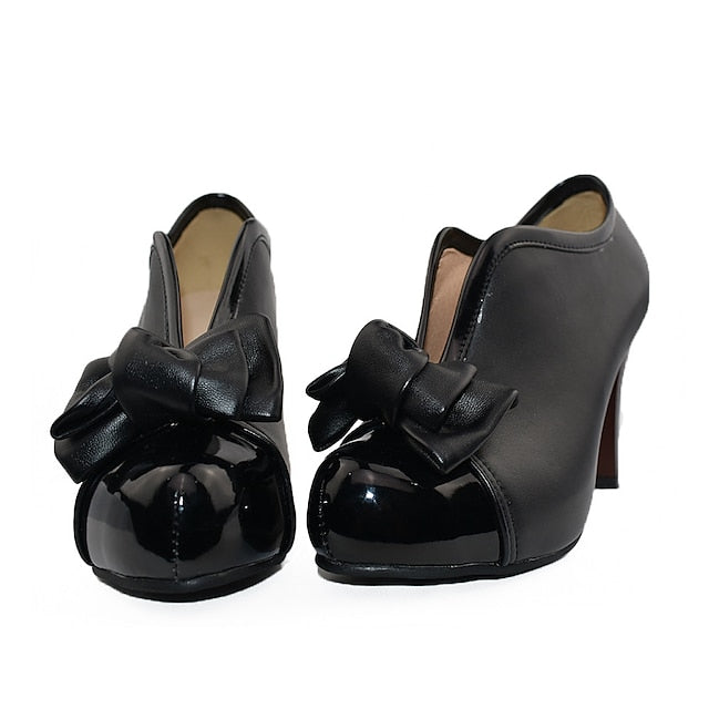 Boots Two-Tone with Heeled Bow-Embellished Ankle Women's FashionChic