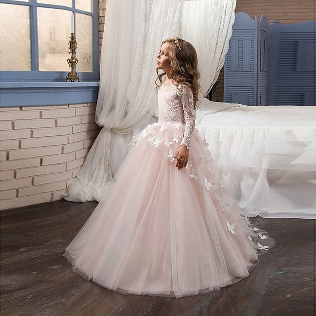 Color Kids Party First Dress Solid Communion Girls' FashionChic